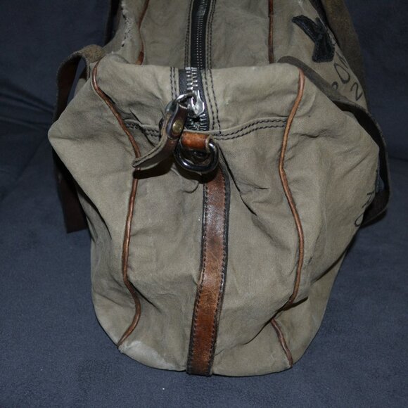 CAMPOMAGGI Canvas Leather Shoulder Bag Made In Italy - Picture 4 of 16